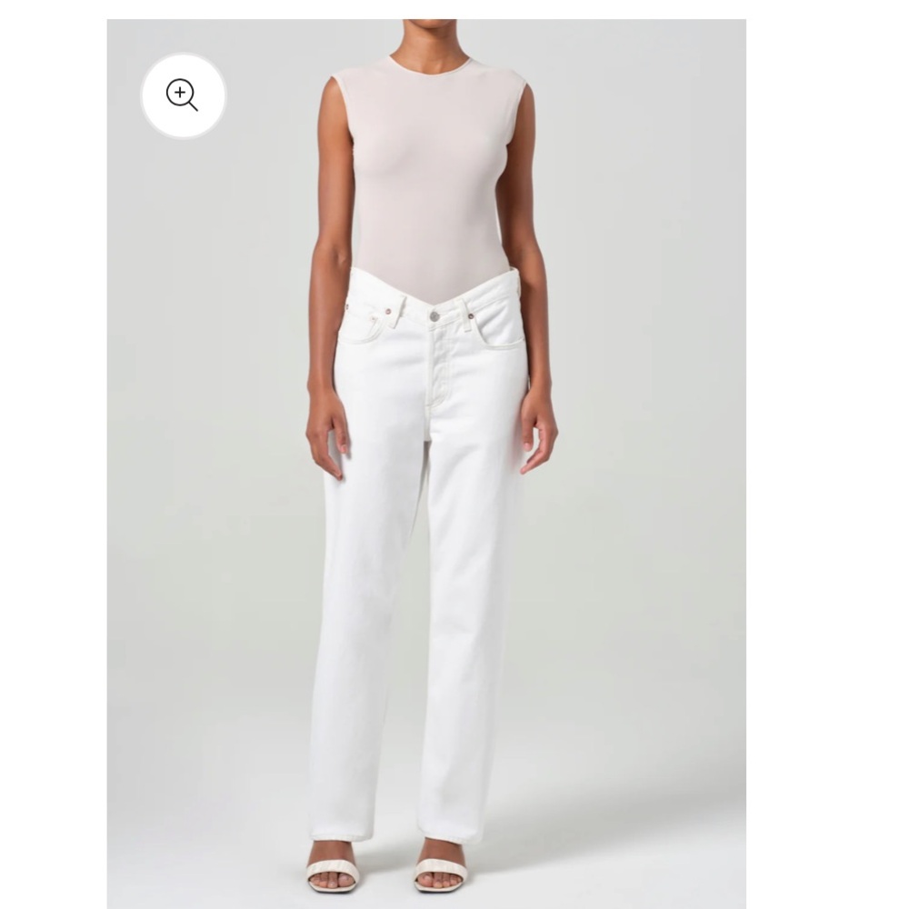 V-Waist Baggy White Jeans Agolde Sz 23